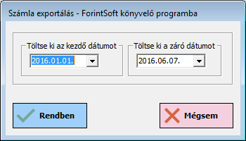 Ügyviteli szoftver: Forintsoft export